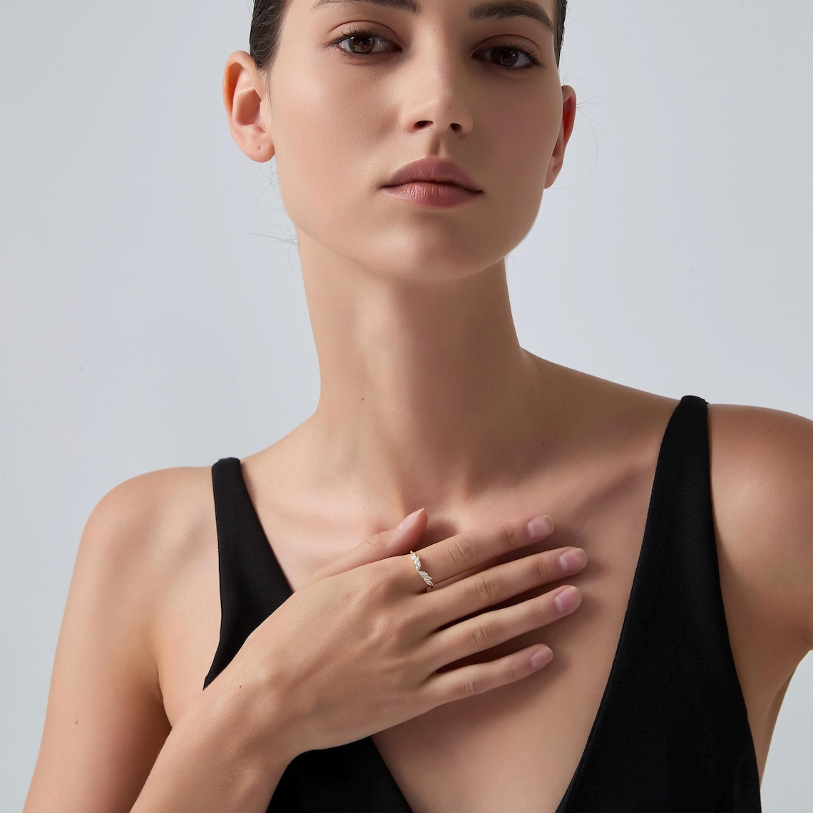 Gold Angel Wing Stacking Ring