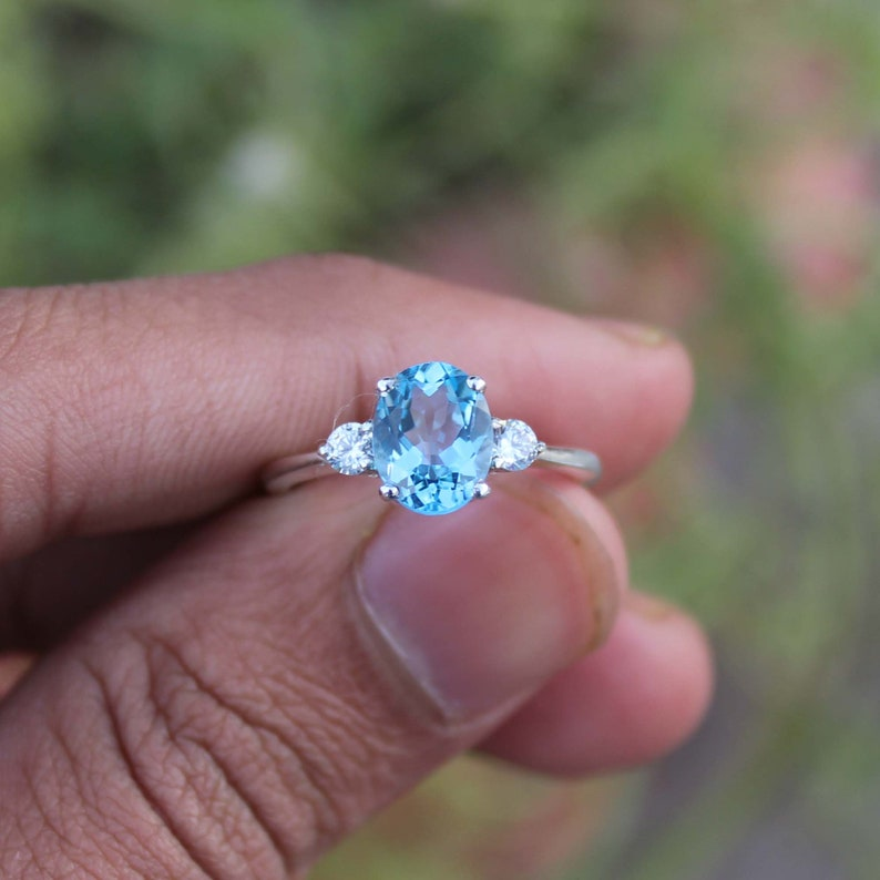 Swiss Blue Topaz Ring Sterling Silver