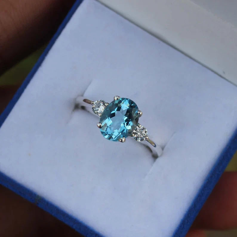 Swiss Blue Topaz Ring Sterling Silver